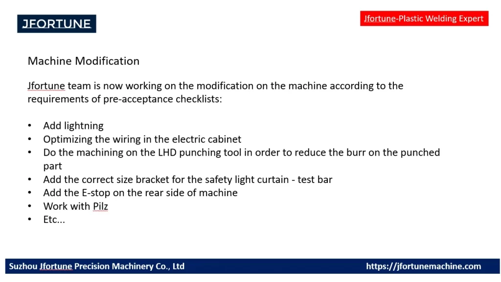 Vibration welding project inspection and delivery