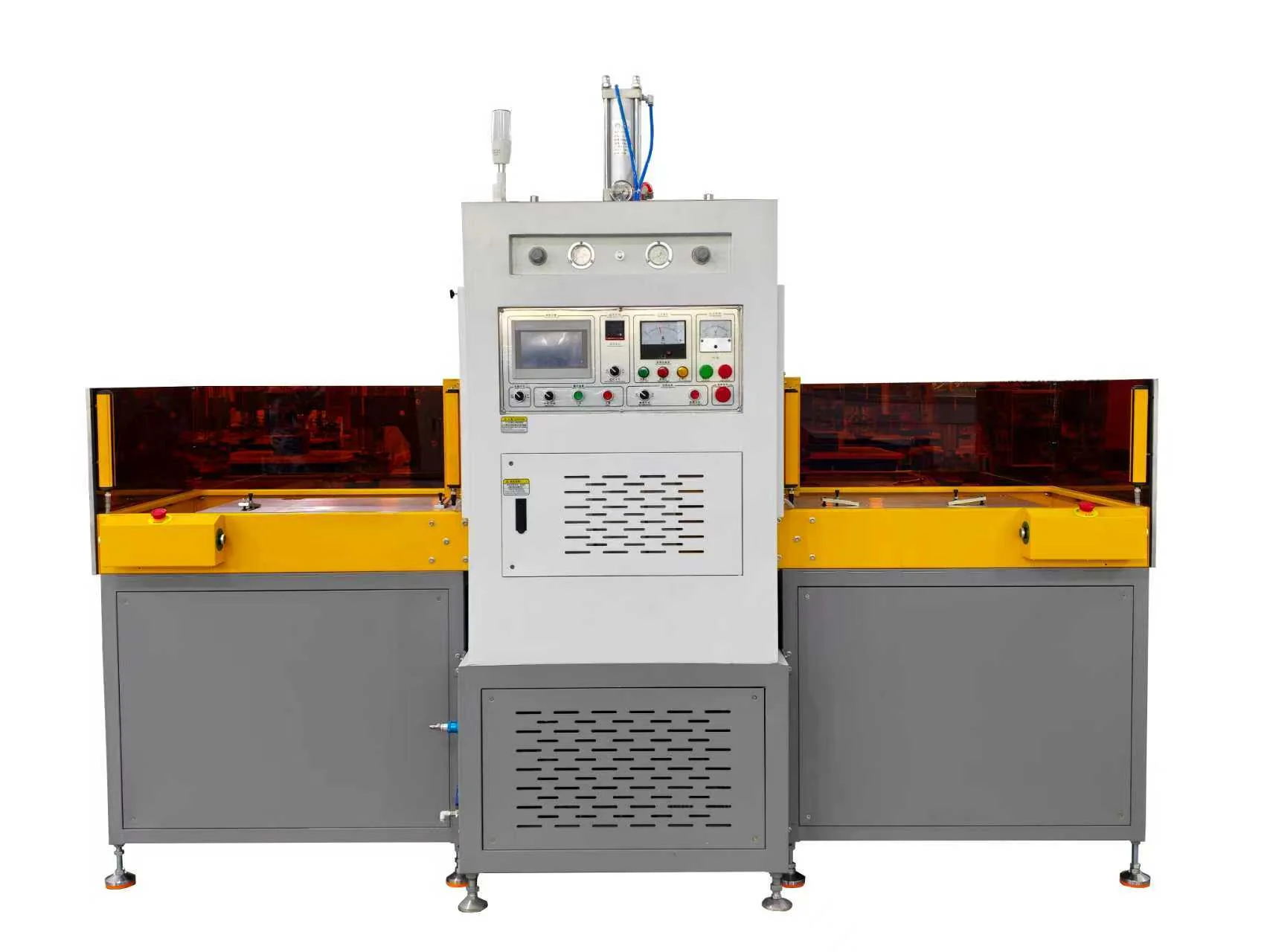 Front view of a dual-station high-frequency welding machine