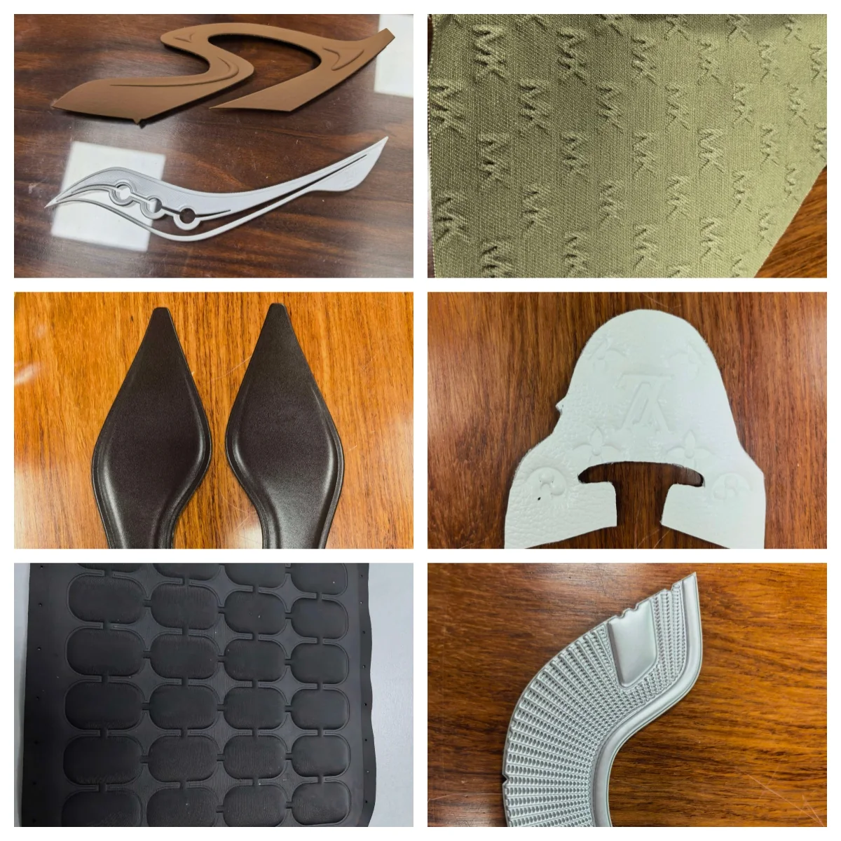High-frequency embossed shoe upper and synthetic leather material samples